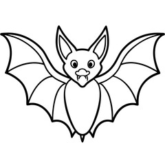 Cute  Line Art Bat Silhouette Black Vector Illustration