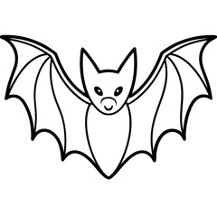Cute  Line Art Bat Silhouette Black Vector Illustration