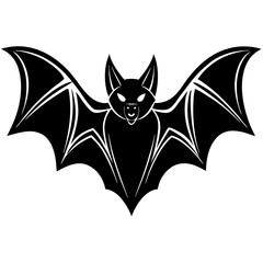 Cute  Line Art Bat Silhouette Black Vector Illustration