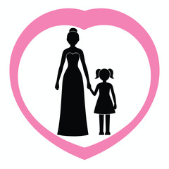 black silhouette of a woman and a young girl holding hands, symbolizing a tender moment of connection and love