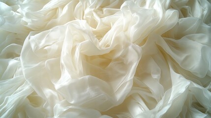 Crinkled ivory fabric texture.
