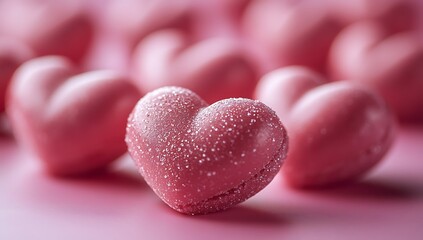 Obraz premium Heart-Shaped Candy on a Pink Surface.