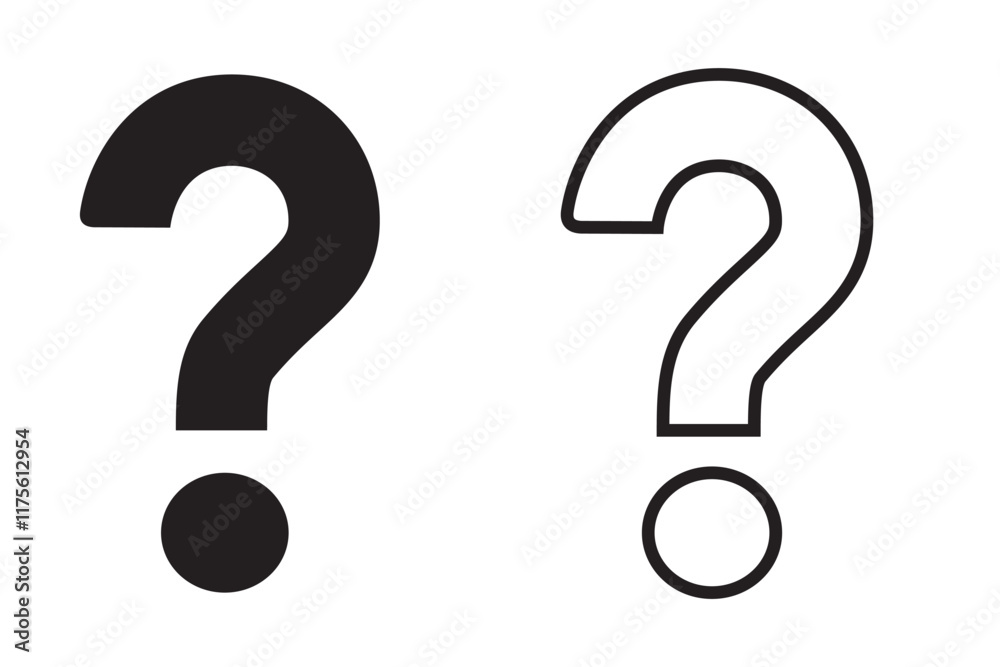 Wall mural question mark icon set vector in two styles isolated on white background
