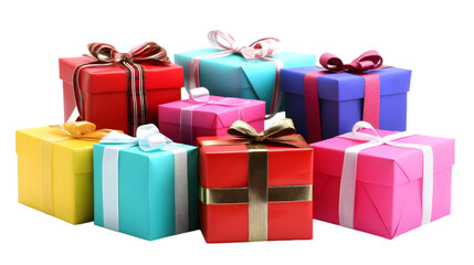 Fototapeta premium Colorful Gift Boxes Presents Wrapped Packages Holiday Surprise Birthday Celebration F