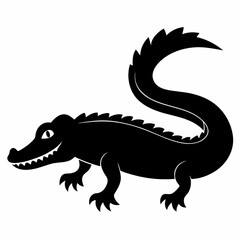 Alligator vector silhouette black design white background