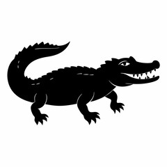 Alligator vector silhouette black design white background