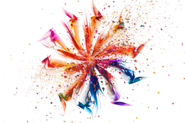 Brightly burning Catherine wheels spinning rapidly when lit isolated on transparent background