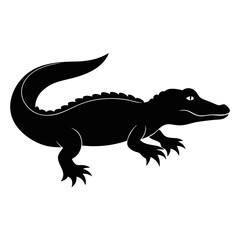 Alligator vector silhouette black design white background