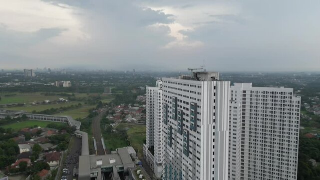 Aerial video above Cisa Uk Point Apartment Cibogo Tangerang Indonesia