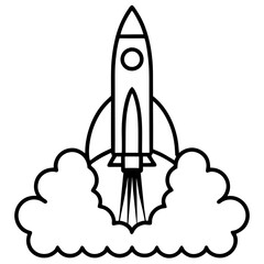 Fototapeta premium Rocket Launch Line Art Vector Illustration