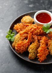 Butterfly king prawn with sweet chili sauce