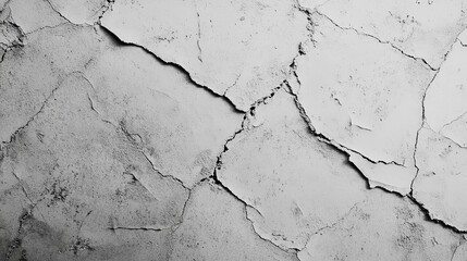 Obraz premium Distressed gray cement wall forms a retro backdrop. Ancient concrete surface ideal for wallpapers or graphic design. Aged wall with visible cracks and fissures