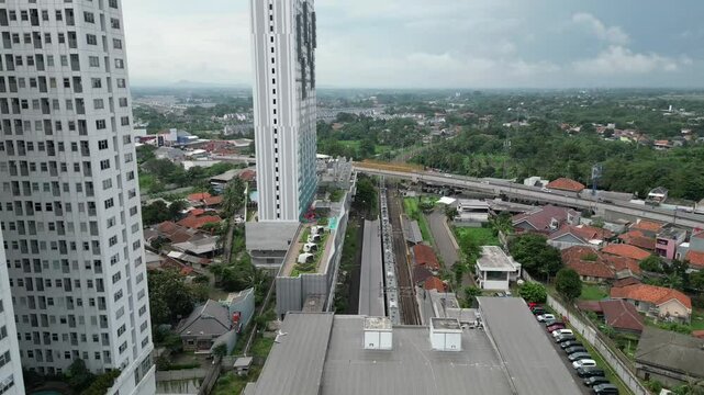 Aerial video above Cisa Uk Point Apartment Cibogo Tangerang Indonesia