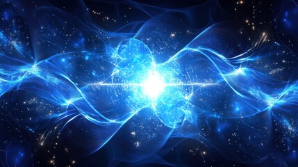 Abstract cosmic energy flow with bright light.