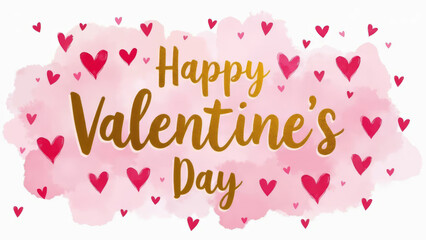Valentine's day greeting card with watercolor hearts. 