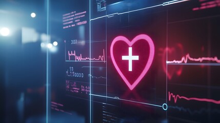 Digital Heartbeat Monitor Displays Vital Healthcare Data