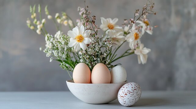 Cheerful Easter eggs and floral accents in a harmonious table design