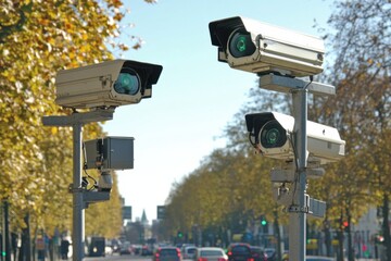 city traffic monitoring, high-definition traffic cameras providing clear views of urban intersections and roads for effective control