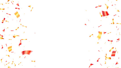 Realistic sale discount frame banner, poster, template with red and gold shiny confetti