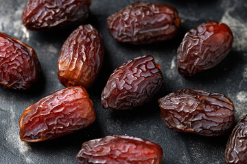 Fresh Date fruits. Medjool dried dates fruits, healthy vegan food