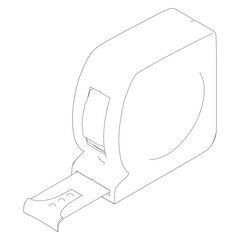 Tape Measure Line Art Vector Illustration on White Background. Accurate and Detailed Design for Construction, DIY, and Professional Use