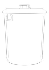 Trashcan Line Art Vector Illustration on White Background. Simple and Functional Design for Home, Office, and Industrial Spaces