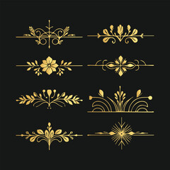 Elegant Golden Floral Ornament and Divider Set for Luxurious Design Projects