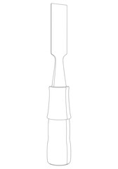 Wood Chisel Line Art Vector Illustration on White Background. High-Detail Design for Carpentry, Woodworking, and DIY Projects