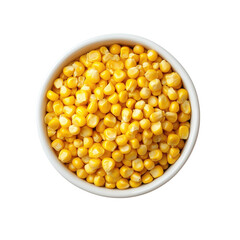 White ramekin filled with corn kernels