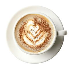 Obraz premium Coffee cappuccino latte art isolated on transparent or white background