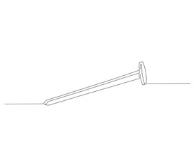 One continuous line drawing of nail . Single line of nail vector illustration
