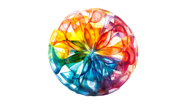 Vibrant Rainbow Sphere  Abstract Art  Colorful Glass Orb  Swirling Design  Modern Art  Dec