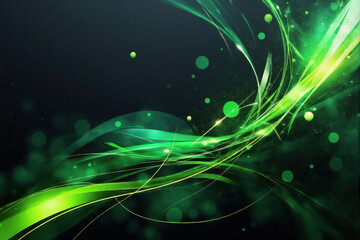 Green energy flowing through dark space background