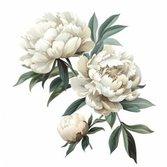 Fototapeta premium Elegant white peonies and buds creating a delicate floral arrangement