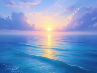 Obraz premium Serene Sunrise Over Calm Ocean