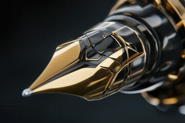 Elegant premium fountain pen nib close-up for professional writing and design.
