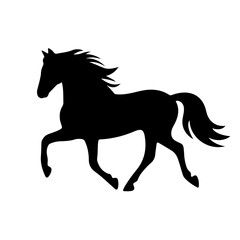 Elegant Horse Silhouette Vector Art with Flowing Mane