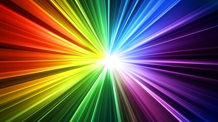 Obraz premium Vibrant Rainbow Rays Converging Light Abstract