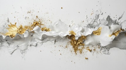 Obraz premium Abstract white and gold liquid splash.