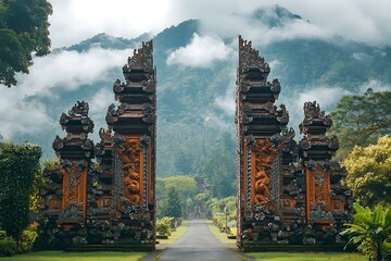 Gates to one of the Hindu temples in Bali in Indonesia