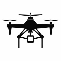 Smart Agriculture Drone Silhouette Vector