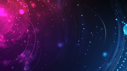 Obraz premium Pink, blue, and dark abstract, glowing circles and dots.