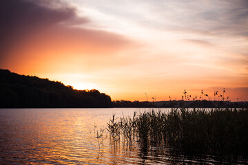 sunset over lake