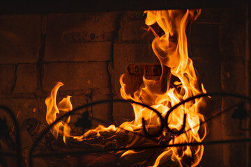 fire in fireplace