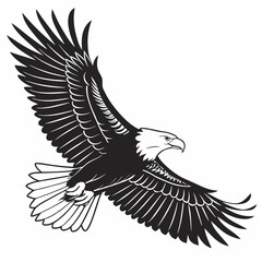 Obraz premium The eagle vector silhouette black design white background