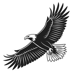 Obraz premium The eagle vector silhouette black design white background