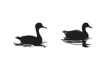 Black and White Duck Silhouettes for Wildlife and Nature Designs