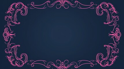 Elegant Pink Floral Frame Design On Dark Background