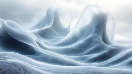 Obraz premium Abstract Icy Waves in a Serene Winter Landscape