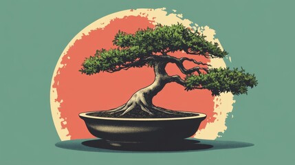 Majestic Bonsai Tree in a Stylish Pot. Timeless Artistic Masterpiece